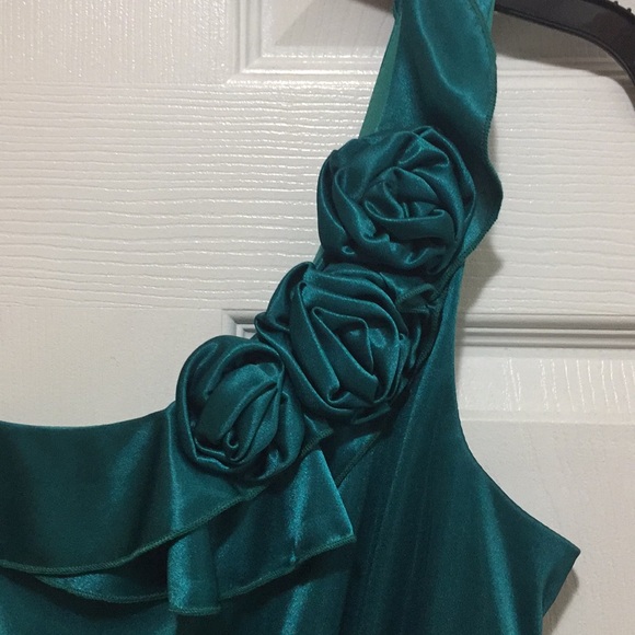 Emerald Green One Shoulder Prom Dress - Picture 3 of 4
